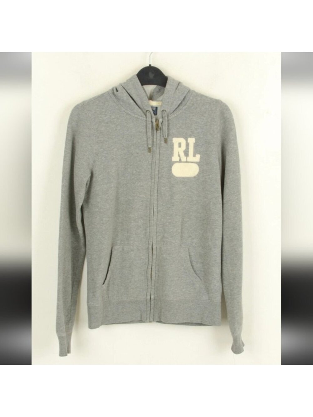 Ralph Lauren Polo Zip Up Hoodie Women L Gray Sweatshirt Classic Y2K Streetwear - Picture 2 of 11